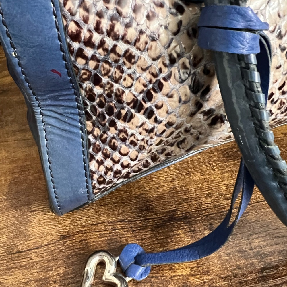 Brighton Renault Python & Blue Patent Leather Purse E837912 Hobo Shoulder Bag - Picture 5 of 14